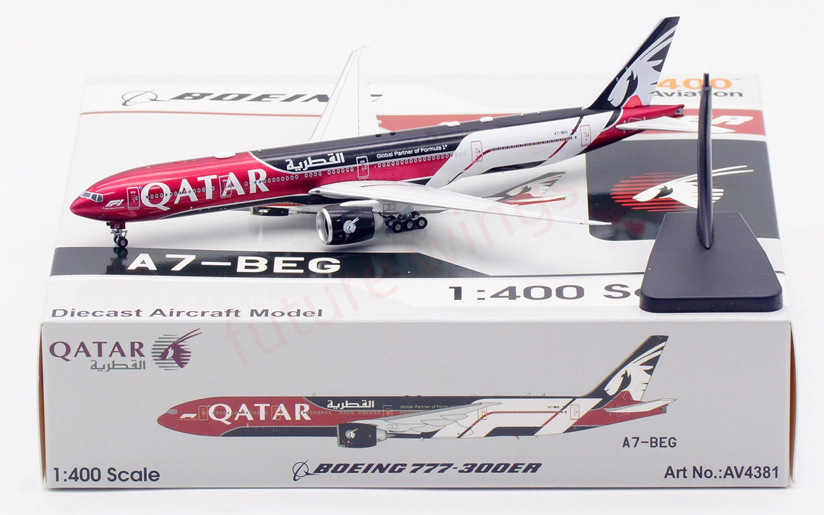 1:400 Aviation400 Qatar Airways B777-300ER A7-BEG Aircraft Model Free Tractor+Stand