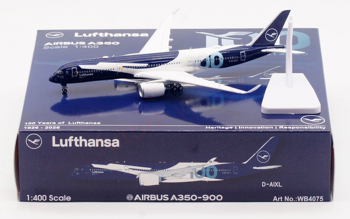 1:400 Aviation400 Lufthansa Airlines A350-900 D-AIXL "100Years" Aircraft Model+Free Tractor and Stand