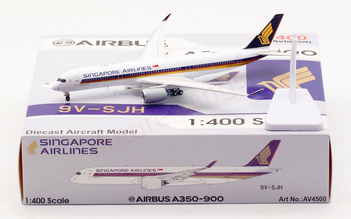 1:400 Aviation400 Singapore Airlines A350-900 9V-SJH Aircraft Model+Free Tractor and Stand