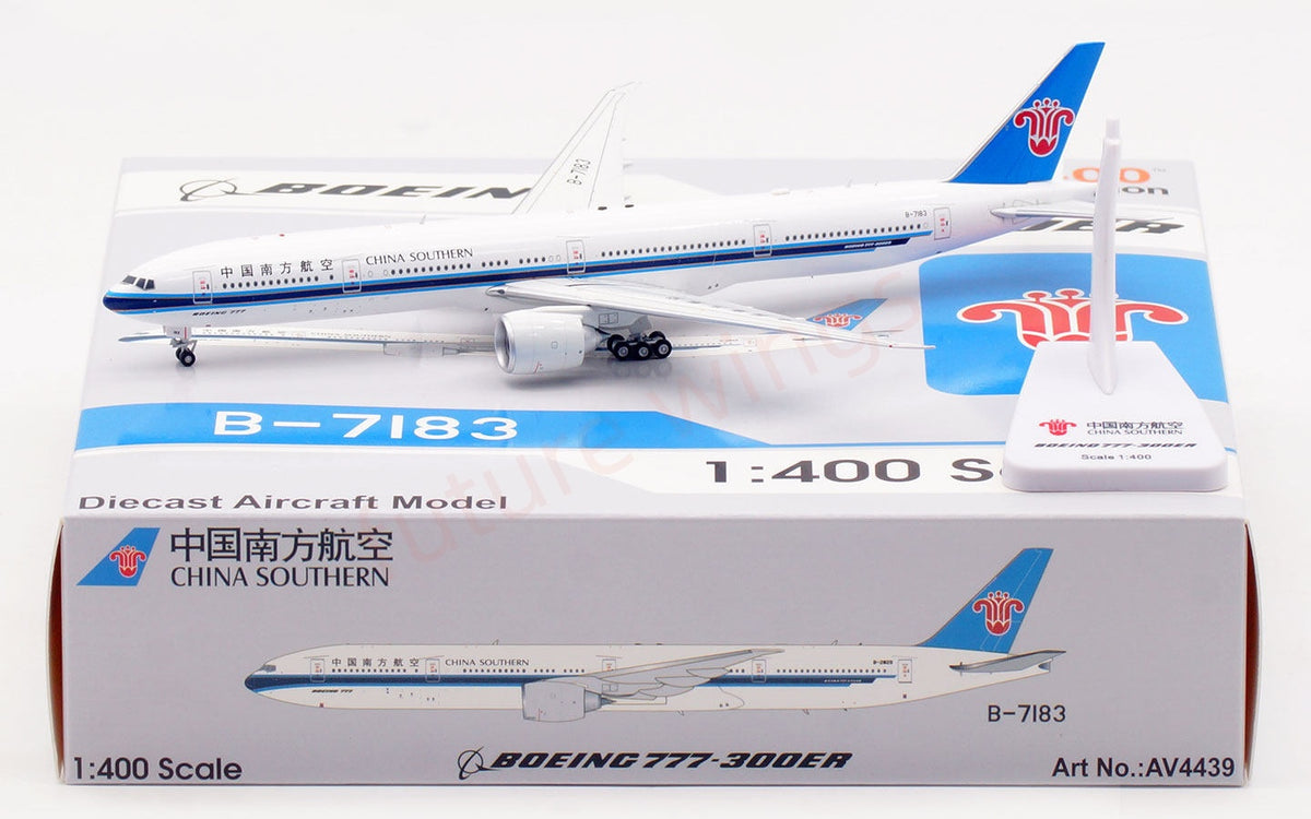 1:400 Aviation400 China Soutern Airlines B777-300ER  B-7183 Aircraft Model Free Tractor+Stand