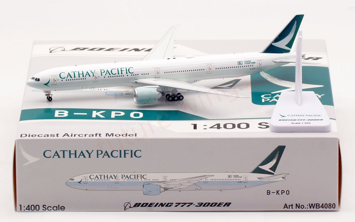 1:400 Aviation400 Cathay Pacific B777-300ER B-KPO Aircraft Model Free Tractor+Stand