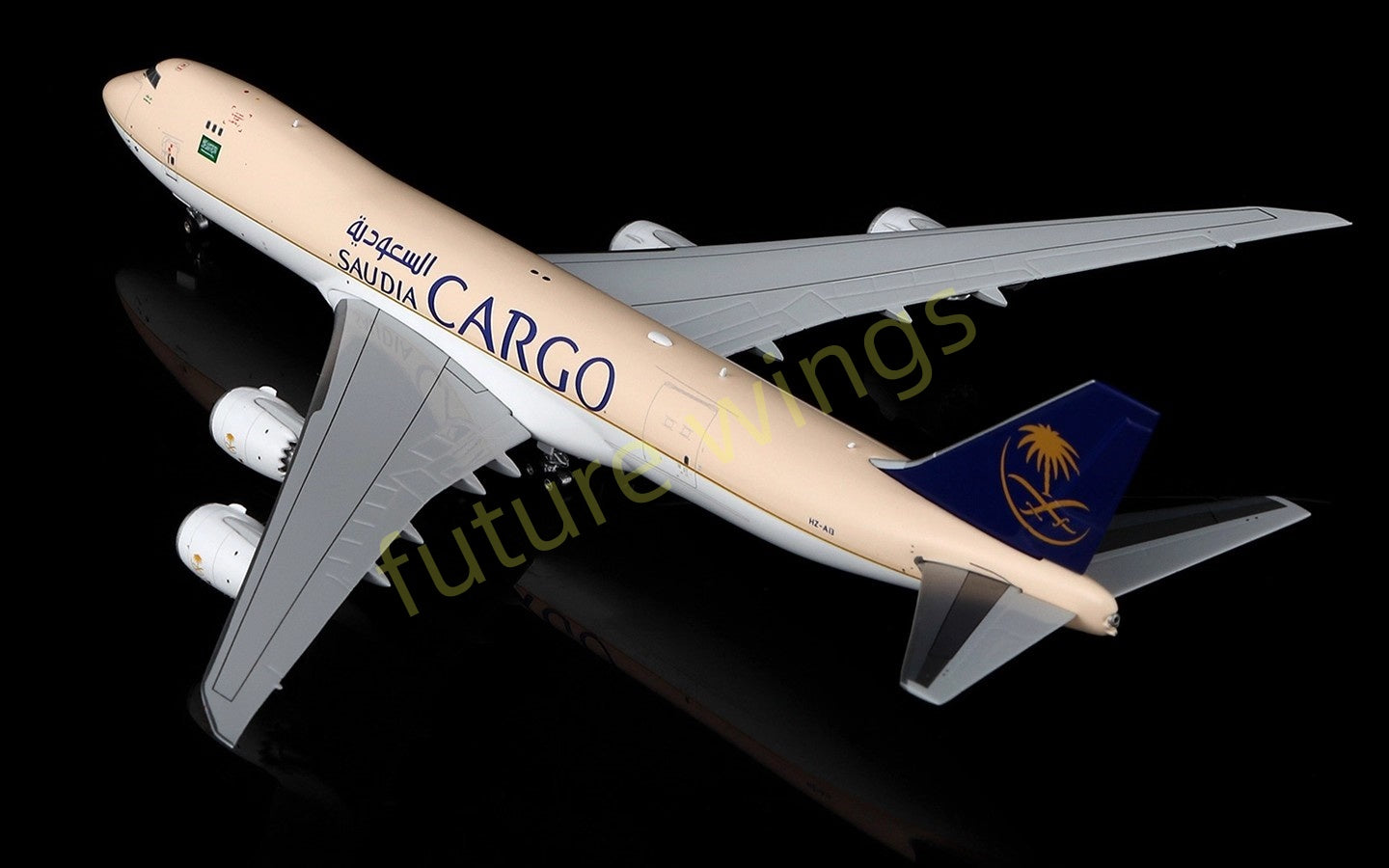 1:400 HX Models Saudia Cargo B747-8F HZ-AI3 HZ-AI4 Aircraft Model Free Tractor +Stand