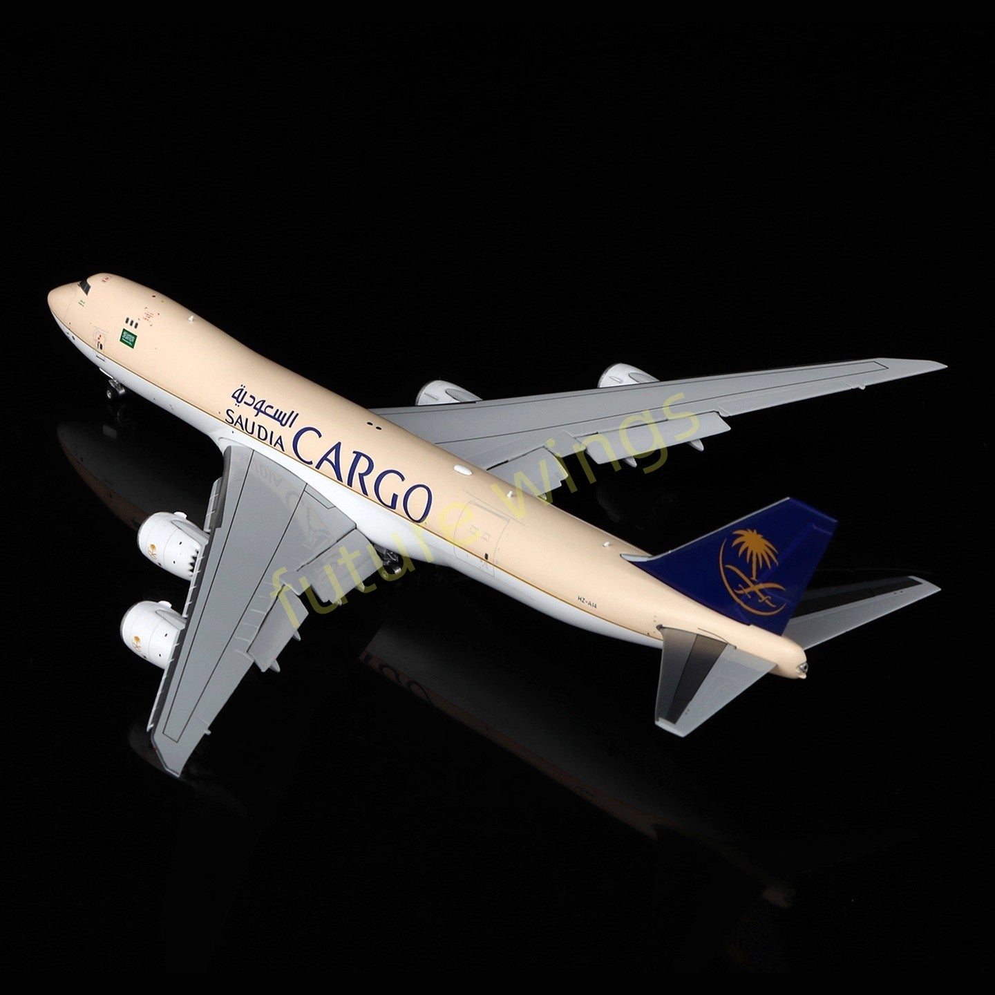 1:400 HX Models Saudia Cargo B747-8F HZ-AI3 HZ-AI4 Aircraft Model Free Tractor +Stand