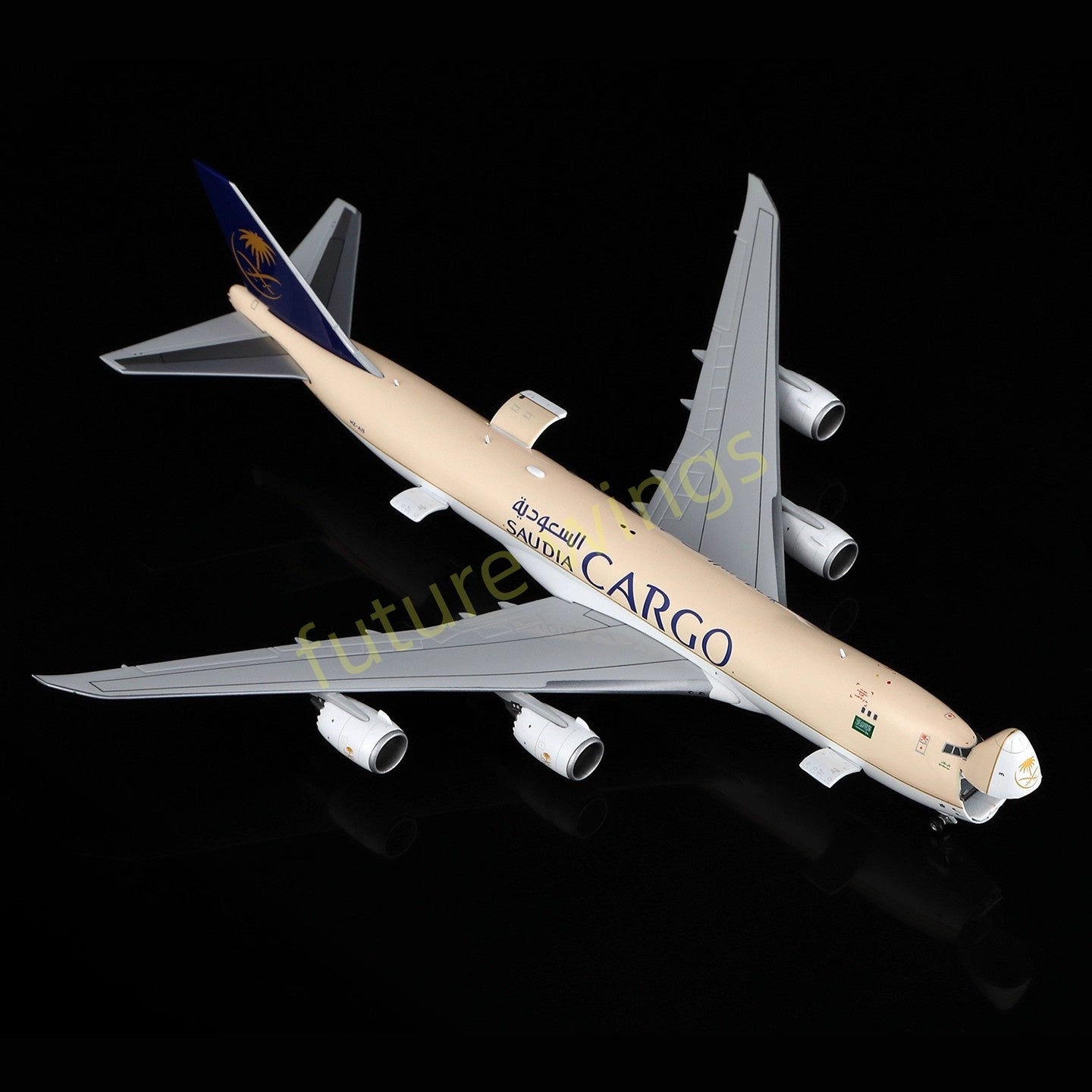 1:400 HX Models Saudia Cargo B747-8F HZ-AI3 HZ-AI4 Aircraft Model Free Tractor +Stand