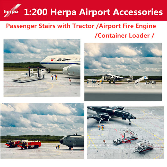 1:200 Herpa Airport GSE passenger stairs with tractor