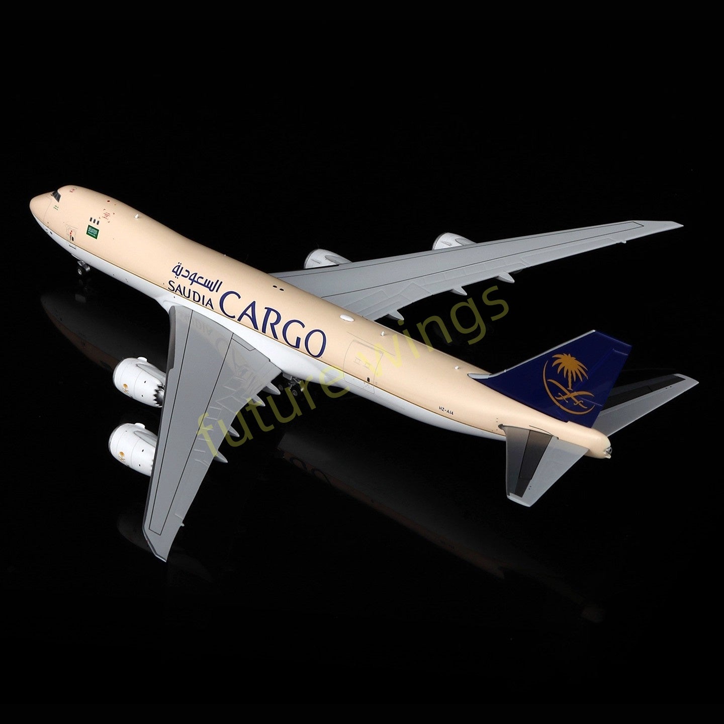 1:400 HX Models Saudia Cargo B747-8F HZ-AI3 HZ-AI4 Aircraft Model Free Tractor +Stand