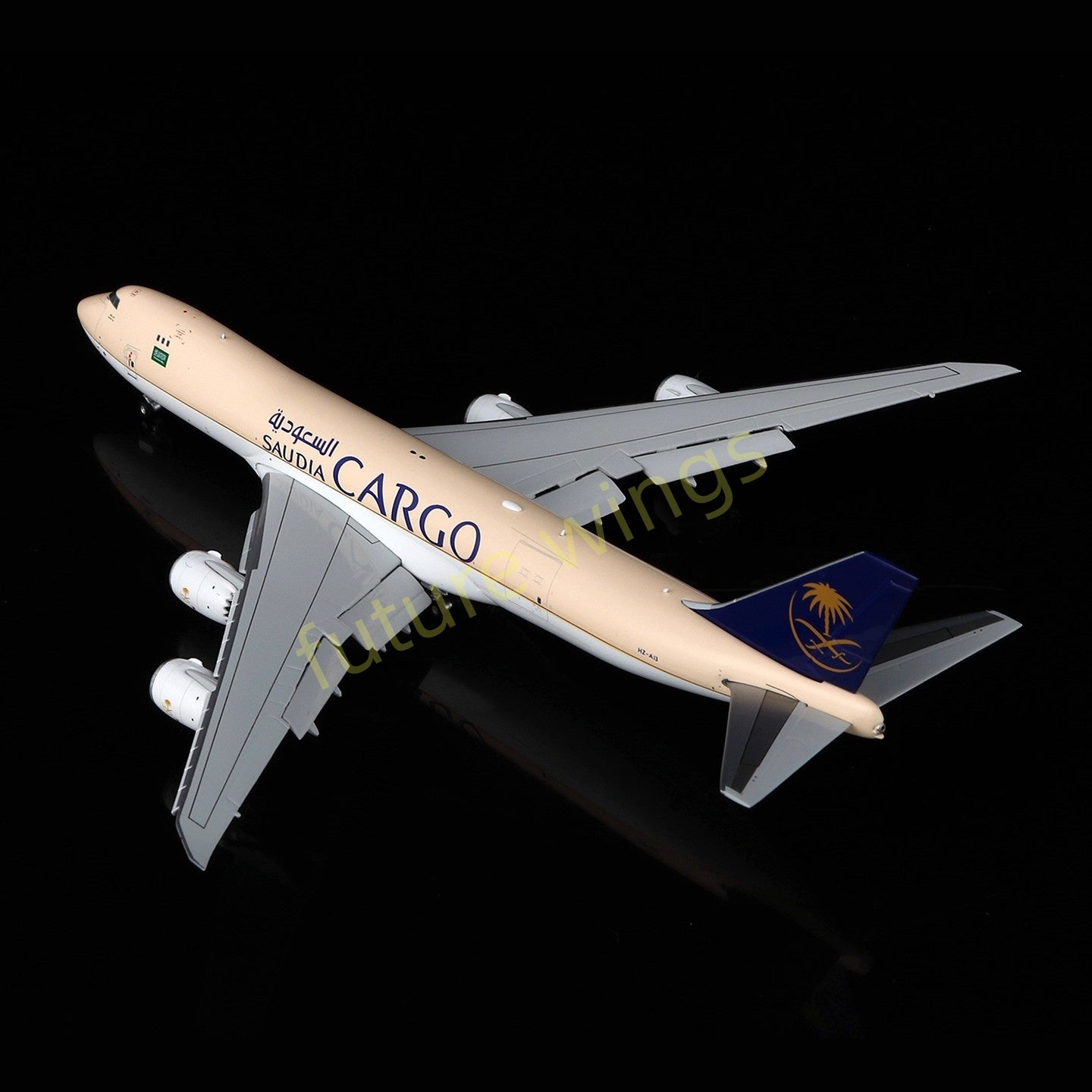 1:400 HX Models Saudia Cargo B747-8F HZ-AI3 HZ-AI4 Aircraft Model Free Tractor +Stand