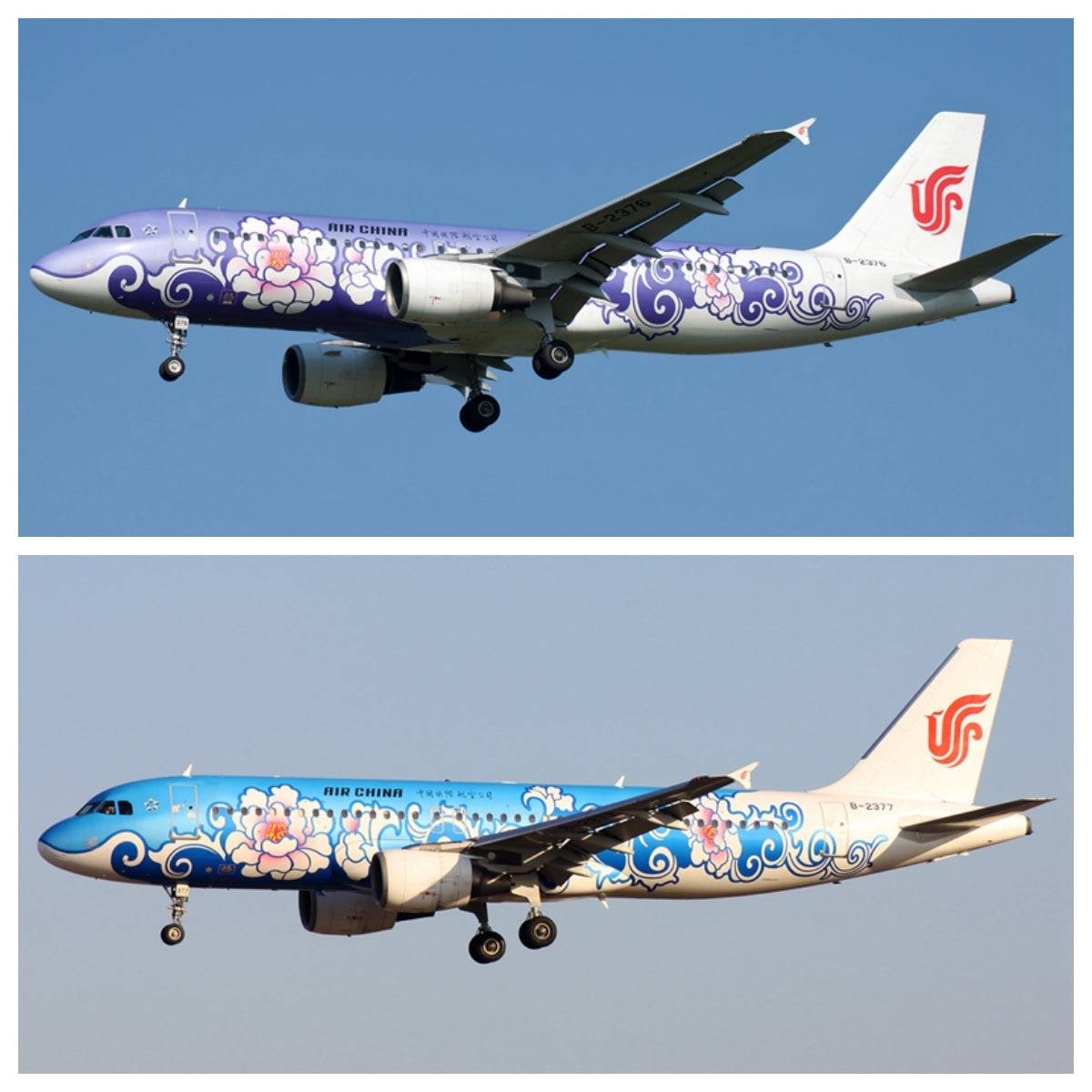 1:400 Geministar Air China A320-200 B-2376 B-2377 "Peony Livery" Aircraft Model+Free Tractor