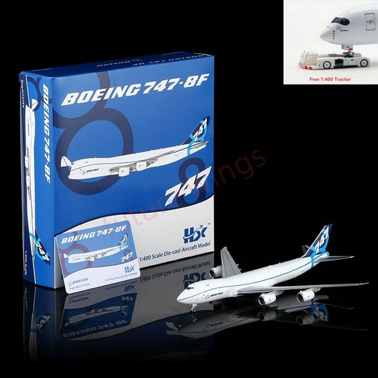1:400 HX Models Boeing B747-8F N747EX Aircraft Model Free Tractor+Stand