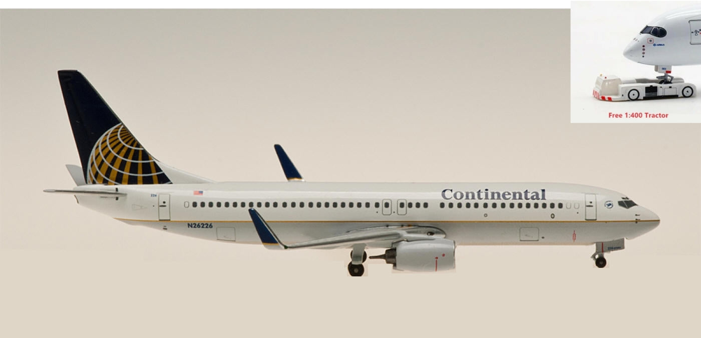 (Rare)1:400 AeroClassics AC4N26226 Continental Boeing 737-800 N26226+Free Tractor