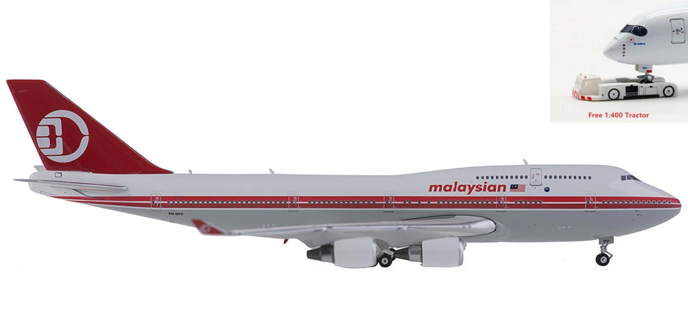 1:400 Phoenix PH11263 Malaysia Airlines Boeing 747-400 9M-MPP+Free Tractor