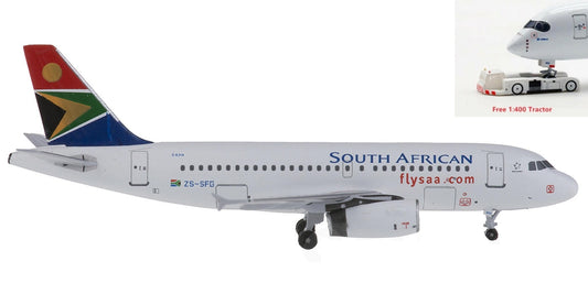 (Rare)1:400 AeroClassics AC19150 South African Airbus A319 ZS-SFG+Free Tractor