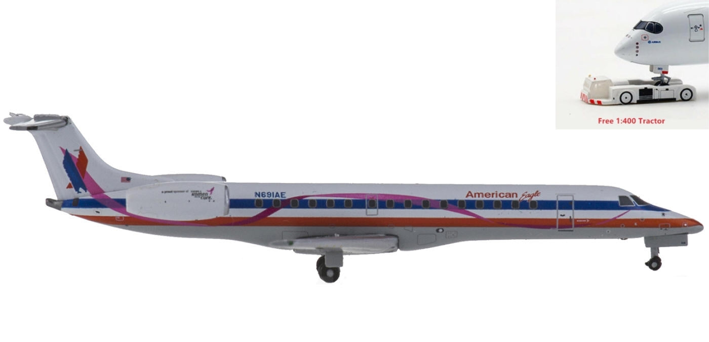 1:400 JC Wings XX4016 American Airlines Embraer ERJ-145LR N691AE+Free Tractor