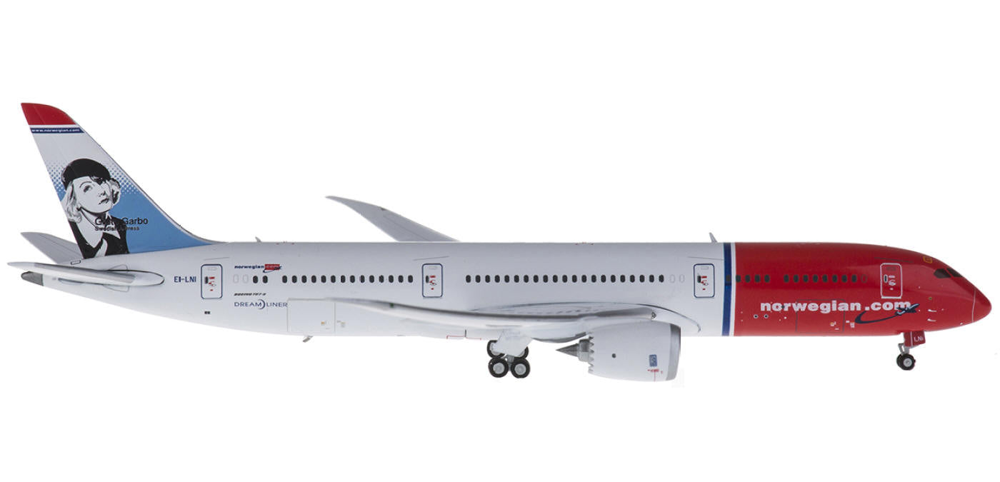 1:400 Geminijets GJNAX1563 Norwegian Airlines Boeing 787-9 EI-LNI "Greta Garbo" +Free Tractor