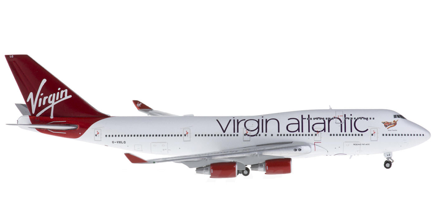 1:400 Geminijets GJVIR1503 Virgin Atlantic Boeing 747-400 G-VXLG+Free Tractor