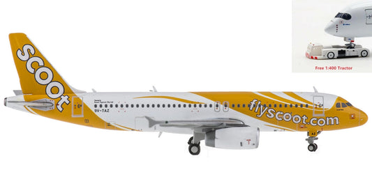 1:400 JC Wings XX4723 Scoot Airlines Airbus A320 9V-TAZ+Free Tractor