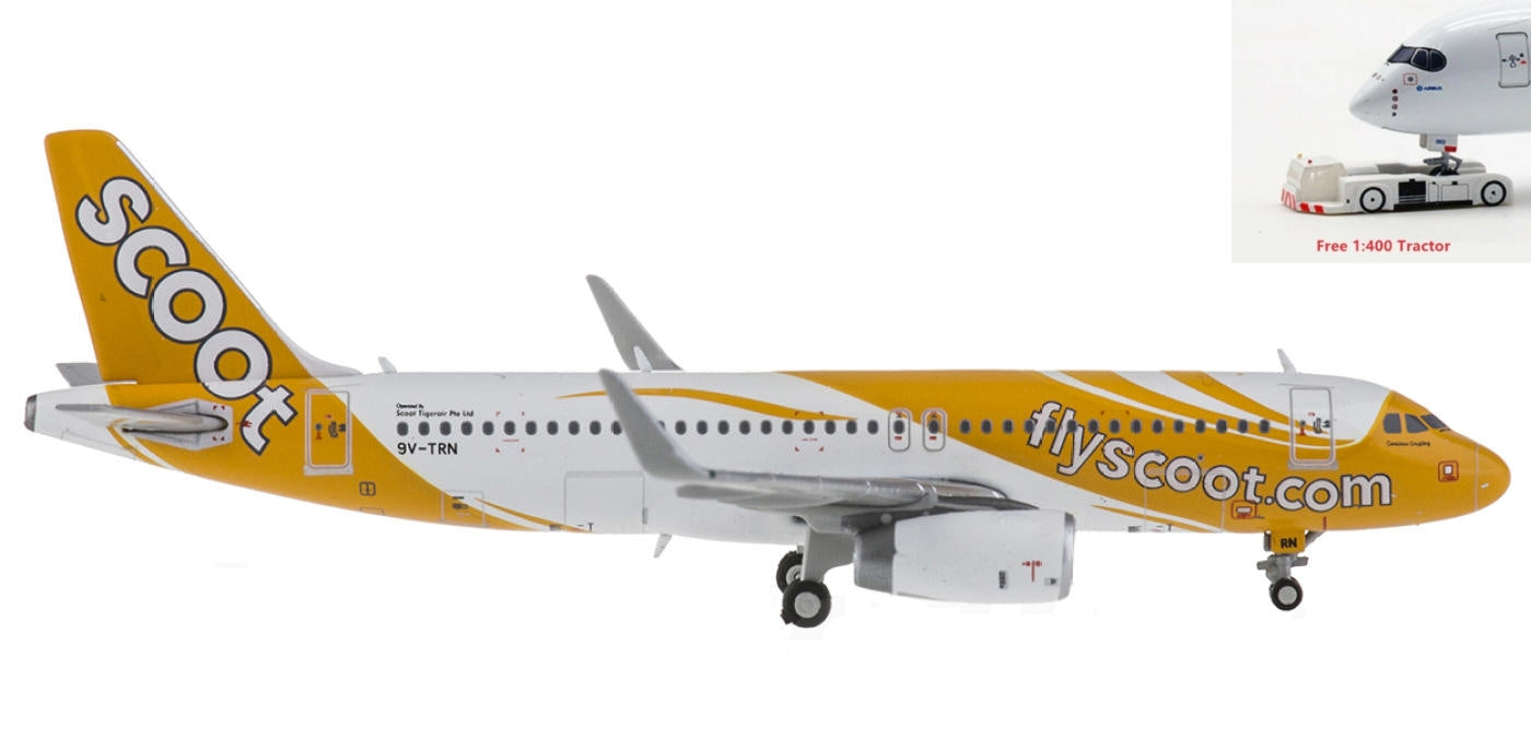 1:400 JC Wings XX4722 Scoot Airlines Airbus A320 9V-TRN+Free Tractor