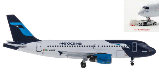 (Rare)1:400 AeroClassics AC19261 Mexicana Airbus A319 XA-NCA+Free Tractor