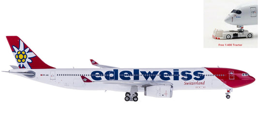 (Rare)1:400 Phoenix PH11237 Edelweiss Air Airbus A330-300 HB-JHR +Free Tractor