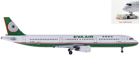 (Rare)1:400 AeroClassics AC4B16201 EVA Air Airbus A321 B-16201 +Free Tractor