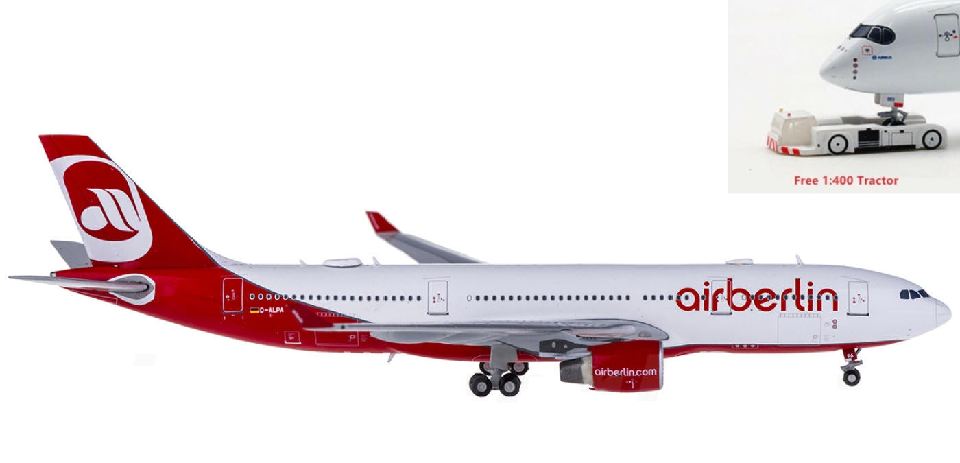 1:400 JC Wings XX4023 Air Berlin Airbus A330-200 D-ALPA+Free Tractor