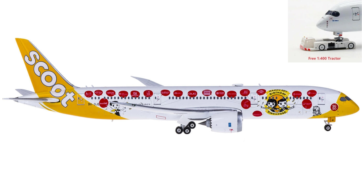 1:400 Phoenix PH11161 Scoot Boeing 787-9 9V-OJE 50years+Free Tractor