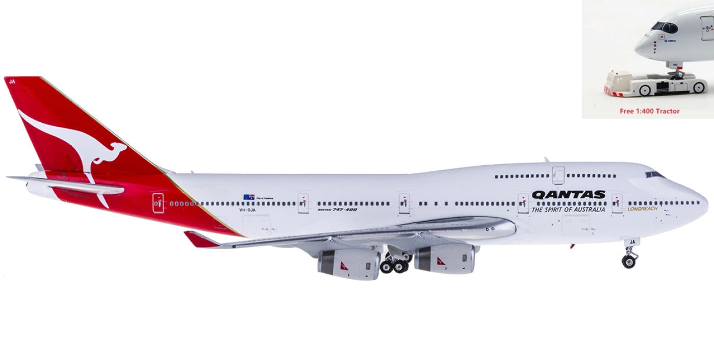 1:400 Phoenix PH11109 Qantas Airways Boeing 747-400 VH-OJA+Free Tractor