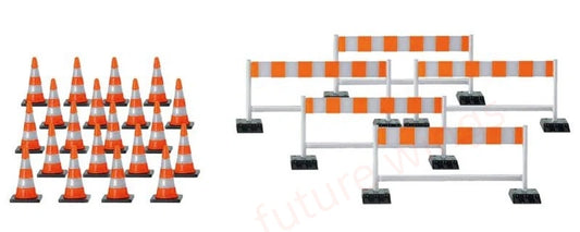 1:87 Herpa Wings 52566 Traffic Control Devices 20 Cones+ 5 Barriers