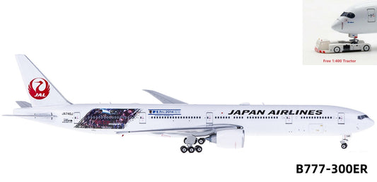 1:400 Phoenix PH10965 Japan Airlines Boeing 777-300ER JA740J Aircraft Model+Free Tractor