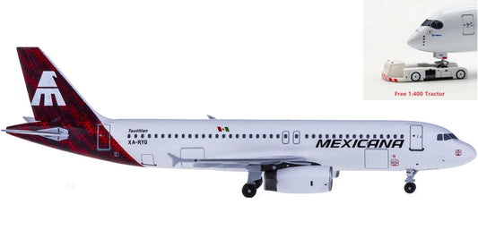 (Rare)1:400 AeroClassics AC419384 Mexicana Airbus A320 XA-RYQ+Free Tractor