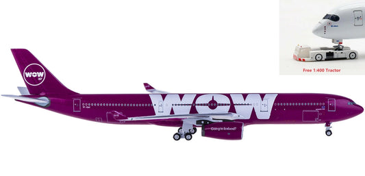 (Rare)1:400 AeroClassics AC4TFGAY WOW air Airbus A330-300 TF-GAY+Free Tractor