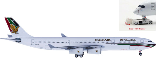 (Rare)1:400 AeroClassics AC4A4OLB Gulf Air Airbus A340-300 A4O-LB+Free Tractor