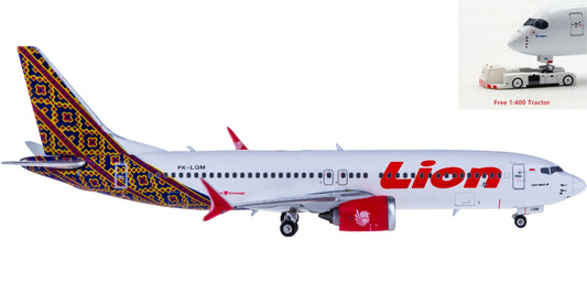 (Rare)1:400 Phoenix PH11493 Lion Air  Boeing 737 MAX 8 PK-LQM+Free Tractor
