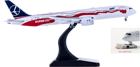 1:400 JC Wings XX4062A LOT Boeing 787-9 SP-LSC 100years "Flaps Down" Free Tractor+Stand