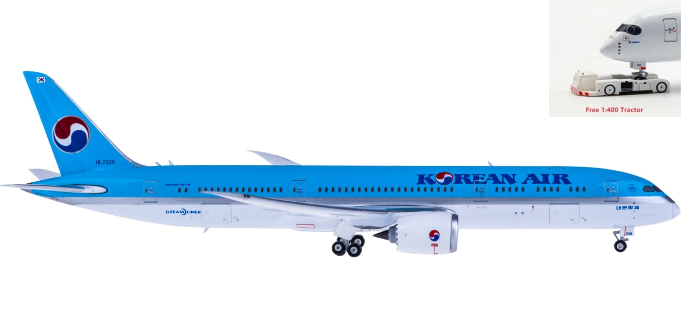 1:400 Phoenix PH04235 Korean Air Boeing 787-9 HL7206+Free Tractor