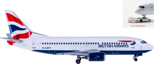 (Rare)1:400 AeroClassics AC4GLGTF British Airways Boeing 737-300 G-LGTF+Free Tractor