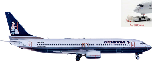 1:400 NG Models NG58005 Britannia Airlines Boeing 737-800 OY-SEA+Freee Tractor