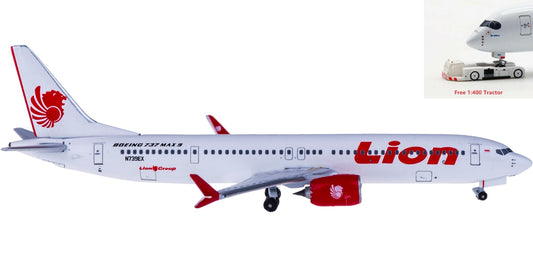 (Rare)1:400 AeroClassics AC419331 Lion Air Boeing 737 MAX 9 N739EX+Free Tractor