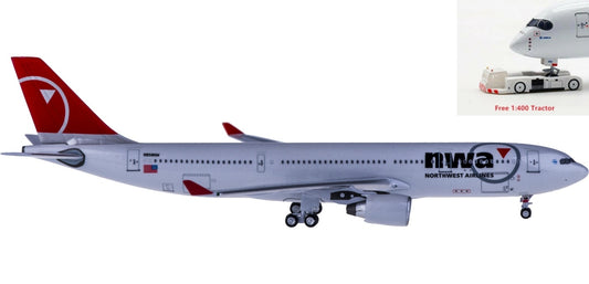 (Rare)1:400 AeroClassics AC4N858NW Northwest Airlines Airbus A330-200 N858NW+Free Tractor