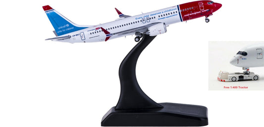 1:400 JC Wings XX4150 Norwegian Air Shuttle Boeing 737 MAX 8 LN-BKC Free Tractor+Stand