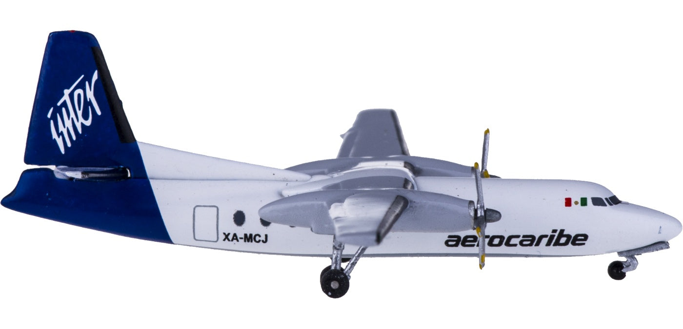 (Rare)1:400 AeroClassics AC419636 Aerocaribe Fokker F-27 XA-MCJ+Free Tractor