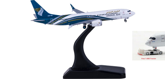 1:400 JC Wings LH4087 Oman Air Boeing 737 MAX 8 A4O-MA Free Tractor+Stand