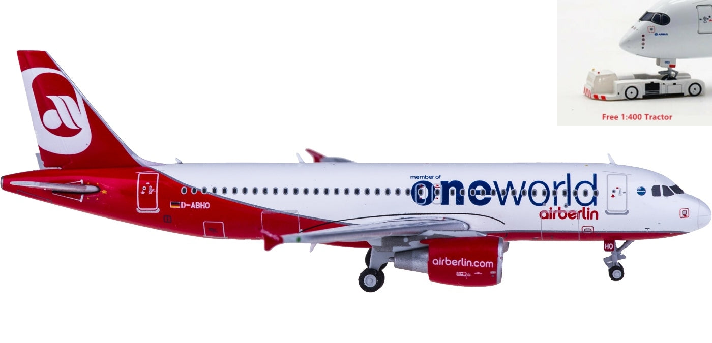 1:400 JC Wings LH4098 Air Berlin Airbus A320 D-ABHO "ONE WORLD"+Free Tractor