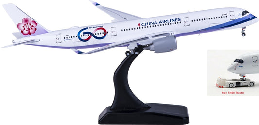 1:400 JC Wings XX4168 China Airlines Airbus A350-900XWB B-18917 60YEARS Free Tractor+Stand