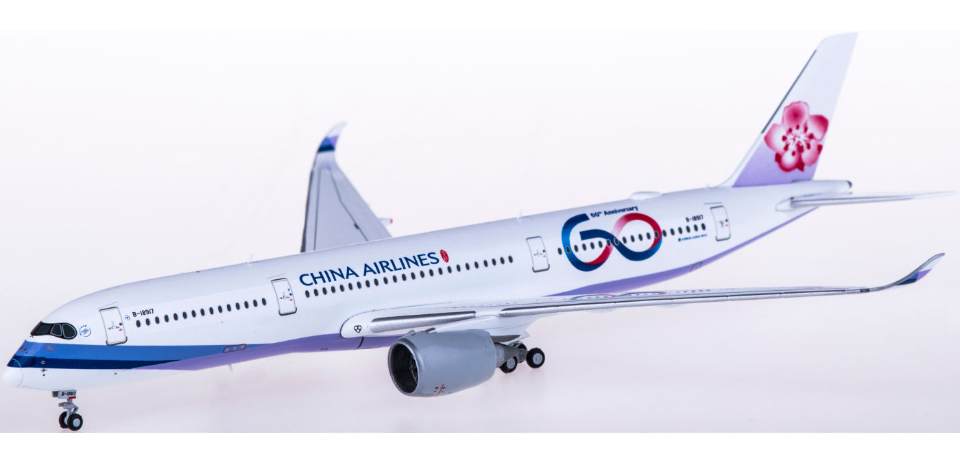 1:400 JC Wings XX4168 China Airlines Airbus A350-900XWB B-18917 60YEARS Free Tractor+Stand