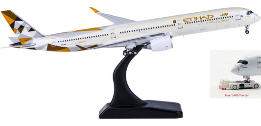 1:400 JC Wings XX4175 Etihad Airways Airbus A350-1000XWB A6-XWB Free Tractor+Stand