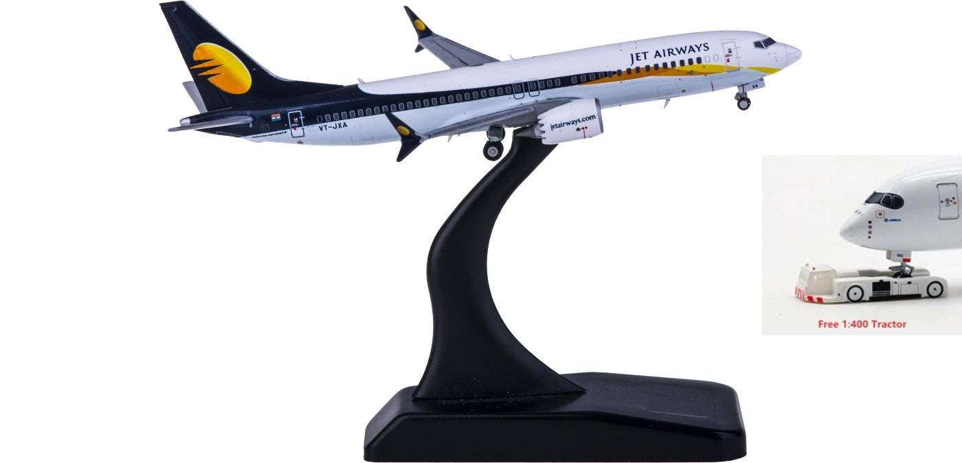 1:400 JC Wings XX4065 XX4057 Jet Airways Boeing 737 MAX 8 VT-JXA Free Tractor+Stand