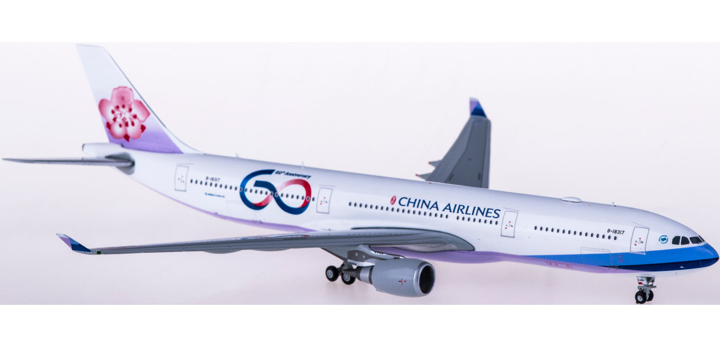 1:400 JC Wings XX4182 China Airlines Airbus A330-300 B-18317 60Years Free Tractor+Stand