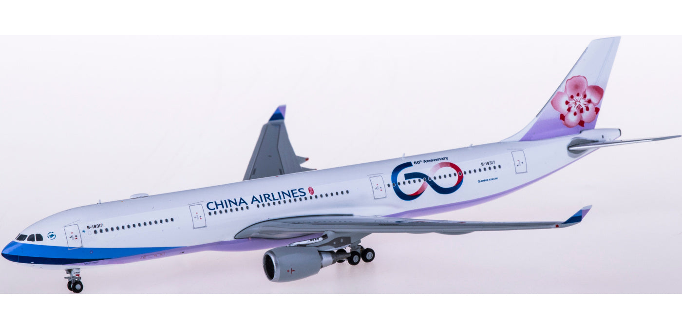 1:400 JC Wings XX4182 China Airlines Airbus A330-300 B-18317 60Years Free Tractor+Stand