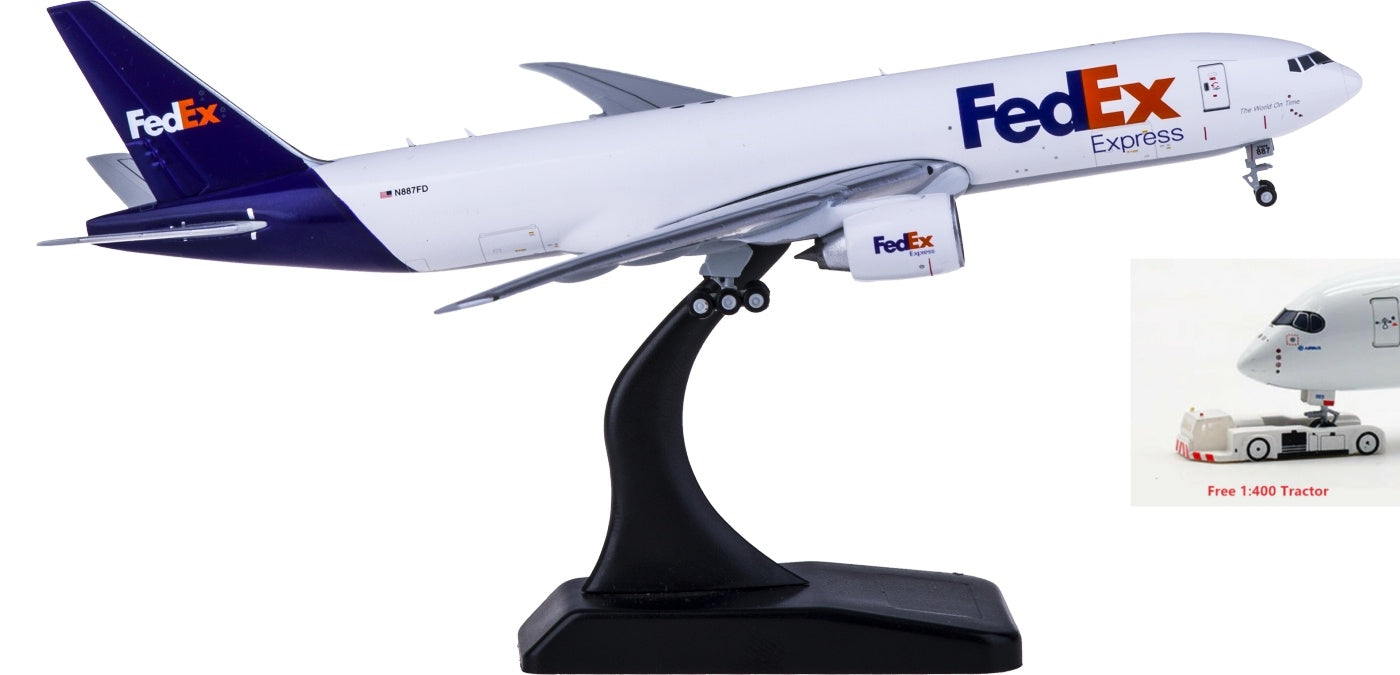 1:400 Geminijets GJFDX1919 FedEx Cargo Boeing 777-200LRF N887FD Free Tractor+Stand